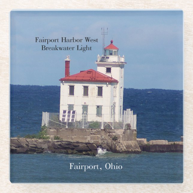 Fairport Harbour West Breakwater Light glasscoaste Glass Coaster (Front)