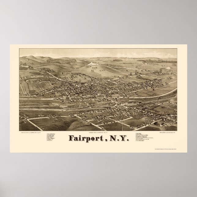 Fairport, NY Panoramic Map - 1885 Poster (Front)