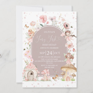 Fairy 1st Birthday Enchanted forest Invitation