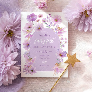 Fairy 1st Birthday Fairy Purple Girls Party Invitation