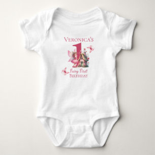 Fairy 1st Birthday Pink Whimsical Princess Baby Bodysuit