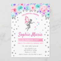 Fairy 1st Birthday - Silver Teal Purple Pink