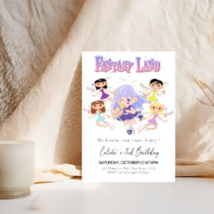 Fairy 3rd Birthday Girl Party  Invitation
