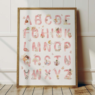 Fairy Alphabet ABC Poster Kids Room Decor