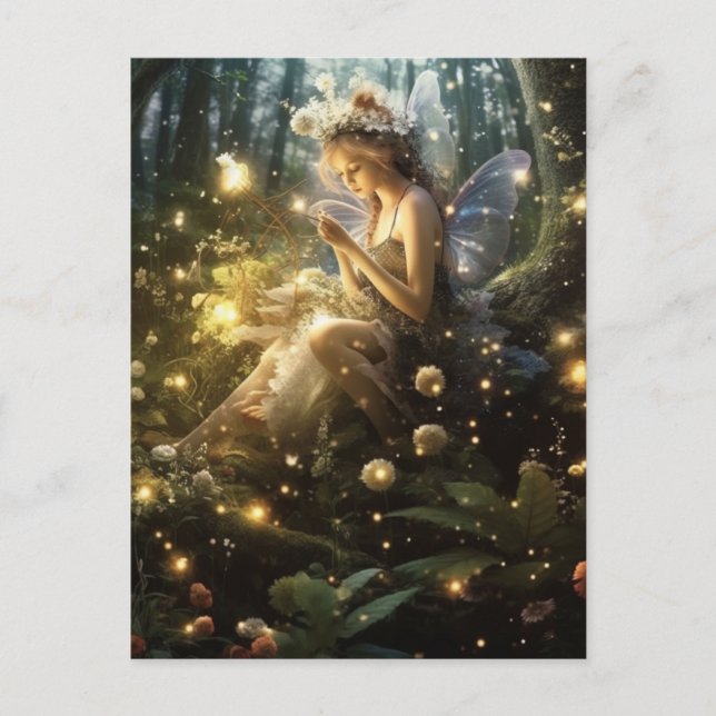 Fairy Among the Fireflies Postcard (Front)
