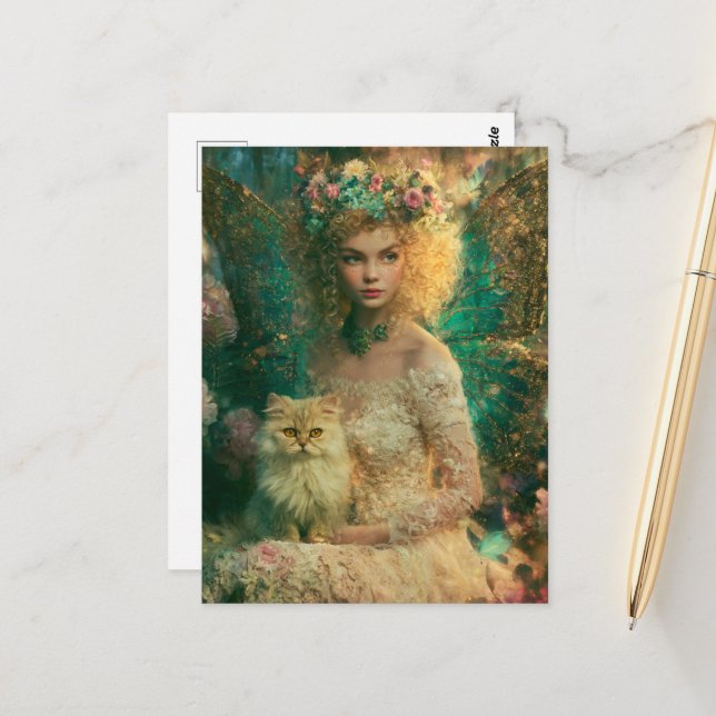 Fairy and a Cat Postcard (Front/Back In Situ)