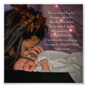 Fairy and Baby "Baby Girl" Square Photo Print Gift