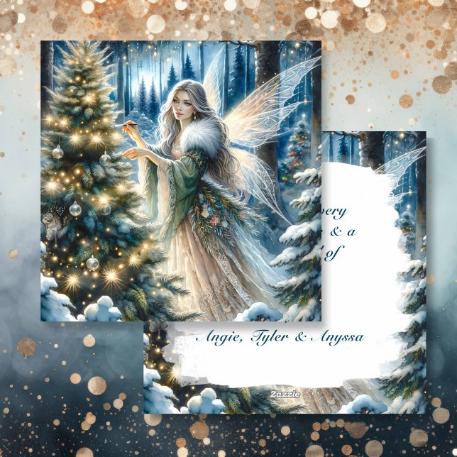 Fairy and Christmas Tree In the Enchanted Forest Holiday Card (Creator Uploaded)