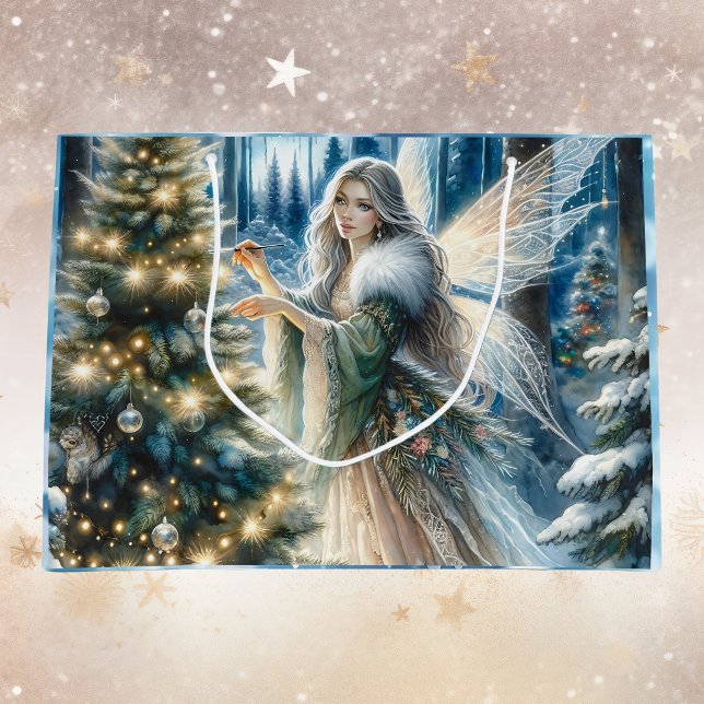  Fairy and Christmas Tree In the Enchanted Forest Large Gift Bag (Creator Uploaded)