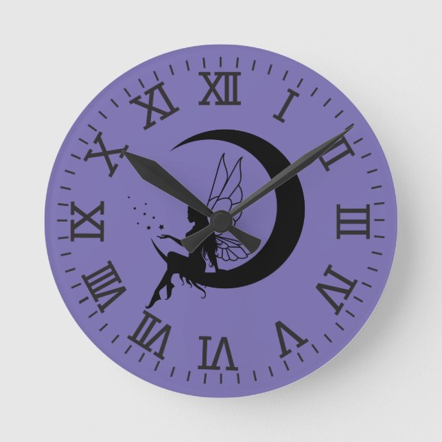 Fairy and Crescent Moon wall clock (Front)