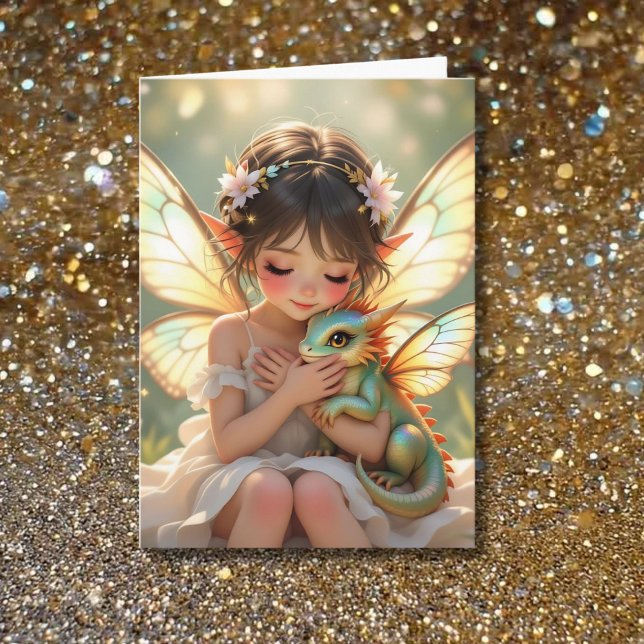 Fairy and Dragon Ethereal Girl's Birthday Card (Creator Uploaded)