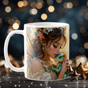 Fairy and Dragon Mystical Personalized Coffee Mug