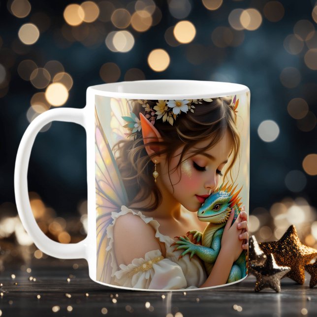 Fairy and Dragon Mystical Personalized Coffee Mug (Creator Uploaded)