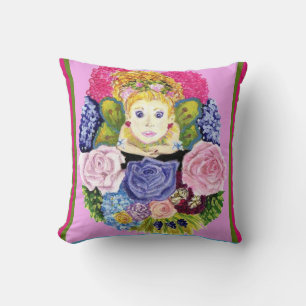 Fairy And Flowers Throw Pillow
