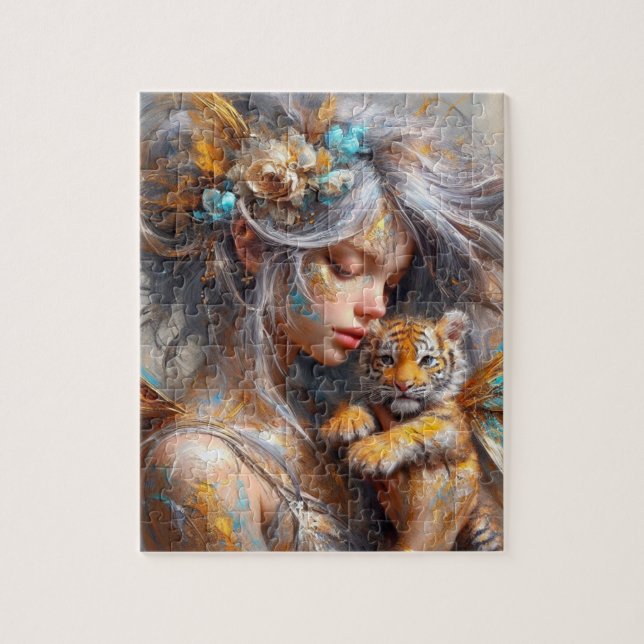 Fairy and her Baby Tiger Fairy Jigsaw Puzzle (Vertical)