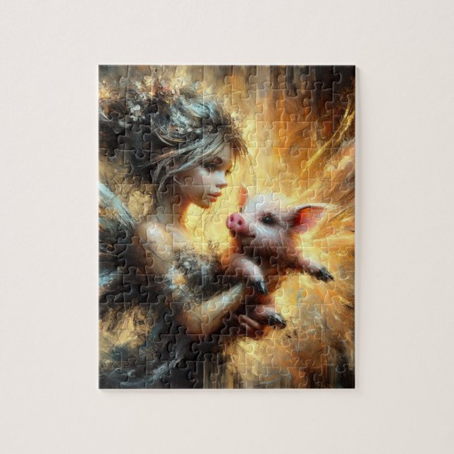 Fairy and her Piglet Jigsaw Puzzle (Vertical)