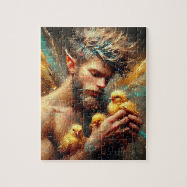 Fairy and his Buff Chicks Jigsaw Puzzle (Vertical)