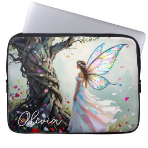 Fairy and Magical Vine Wrapped Tree Personalised Laptop Sleeve