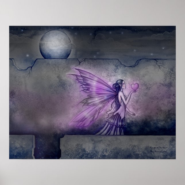 Fairy and Purple Heart Fantasy Art Print (Front)