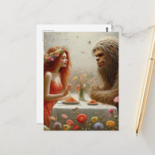 Fairy and Sasquatch Spaghetti Picnic Postcard