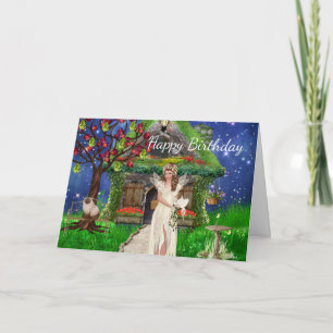 Fairy and Siamese Cat Birthday Card