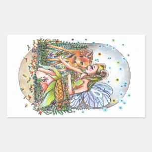 Fairy and the Fawn Rectangular Sticker