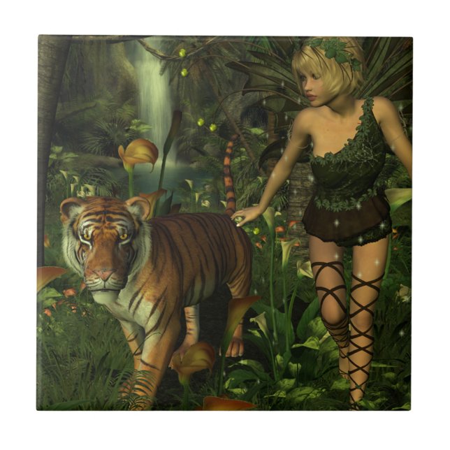 Fairy and Tiger in the Jungle Tile (Front)