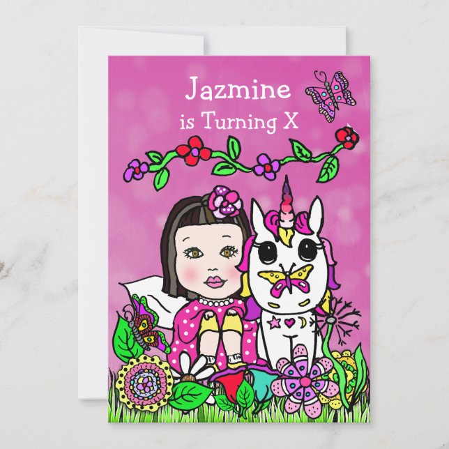 Fairy and Unicorn Birthday Invite (Front)