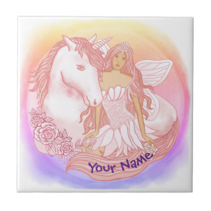 Fairy and Unicorn Ceramic Tile