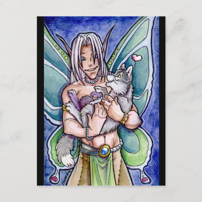 Fairy and Wolf Cub Postcard (Front)