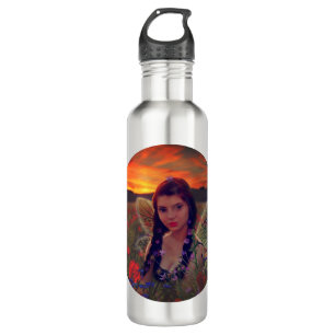 Fairy at Sunset in a field of poppies Fantasy Art 710 Ml Water Bottle
