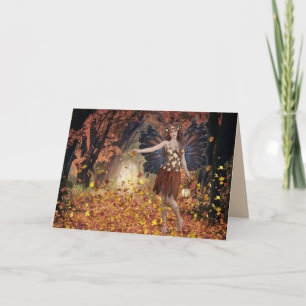 FAIRY AUTUMN FANTASY ART THINKING OF YOU CARD