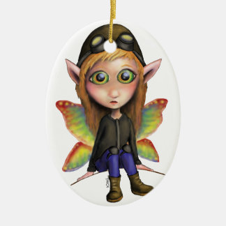 Fairy Aviator Ceramic Ornament