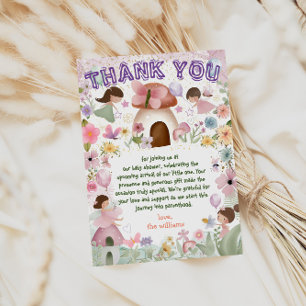 Fairy Baby Girl Shower Flower Tea Party Thank You Card