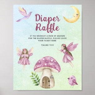 Fairy baby shower - diaper raffle poster