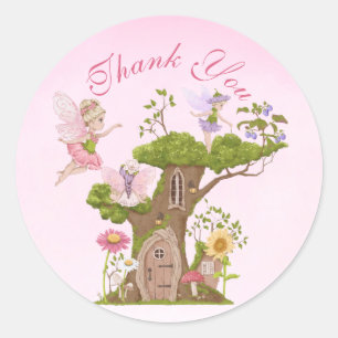 Fairy Baby Shower Illustrations Thank You Envelope Classic Round Sticker