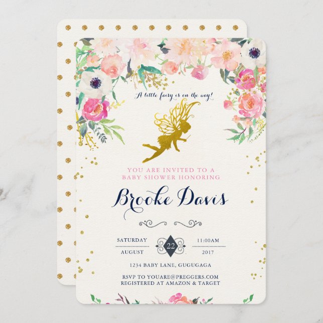 Fairy Baby Shower Invitation (Front/Back)