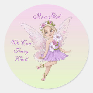 Fairy Baby Shower Invitation for Envelope Classic Round Sticker