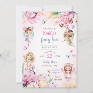 Fairy baby shower invitation pastel colours