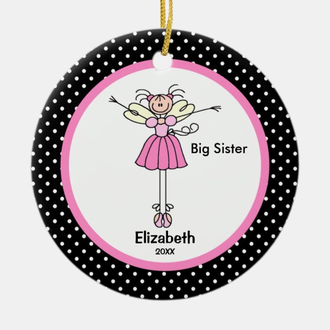 Fairy Ballerina Big Sister Christmas Ornament (Front)