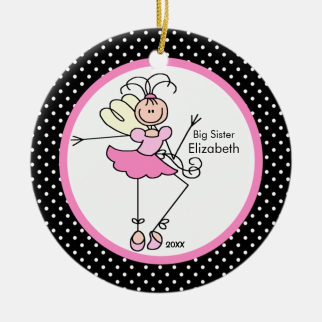 Fairy Ballerina Big Sister Christmas Ornament (Front)