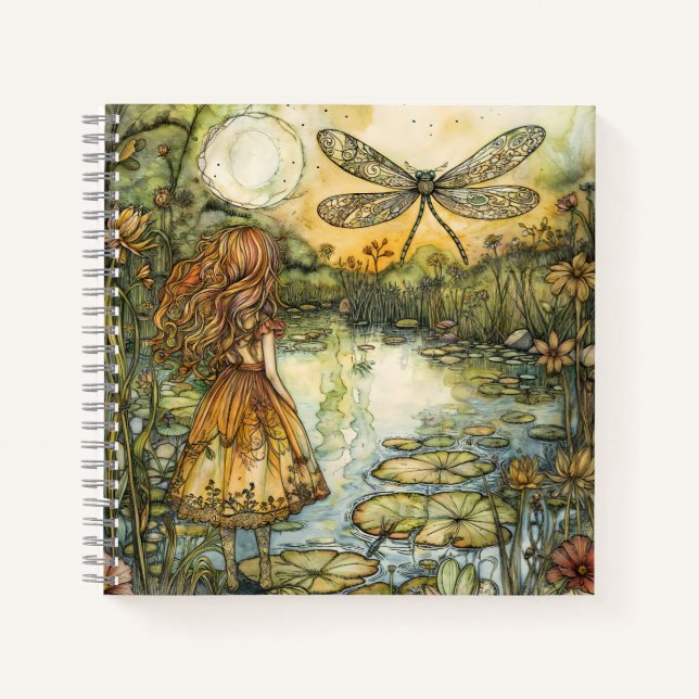 Fairy Beside the Pond and the Dragonfly Notebook (Front)