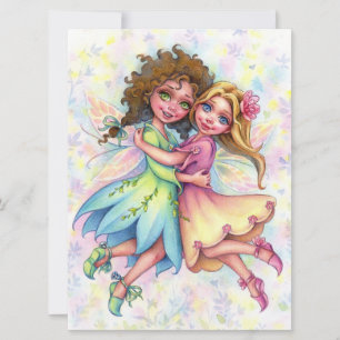 Fairy Besties Cute Girl Friends Fantasy Art Card