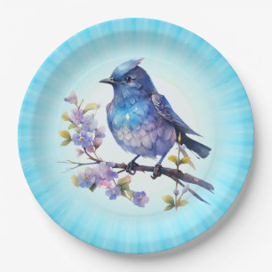 Fairy Bird Flowers watercolor Clipart-73611 Paper Plate
