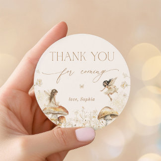 Fairy Birthday Boho Thank You Classic Round Sticker