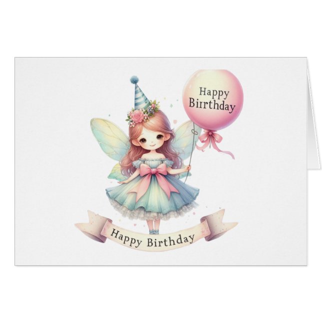 Fairy Birthday Card (Front Horizontal)
