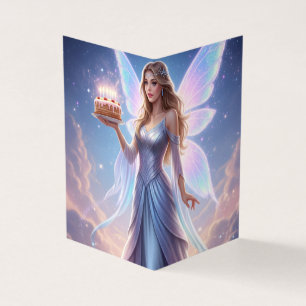 Fairy Birthday Card with Cake – Blank Inside