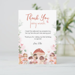 Fairy Birthday, Enchanted Whimsical Garden Forest Thank You Card