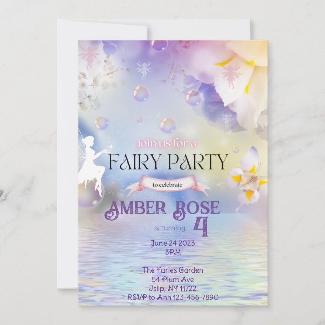 Fairy Birthday Invitation  (Front)