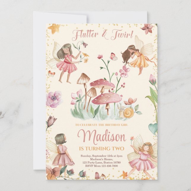 Fairy Birthday Invitation Enchanted Forest Invite (Front)